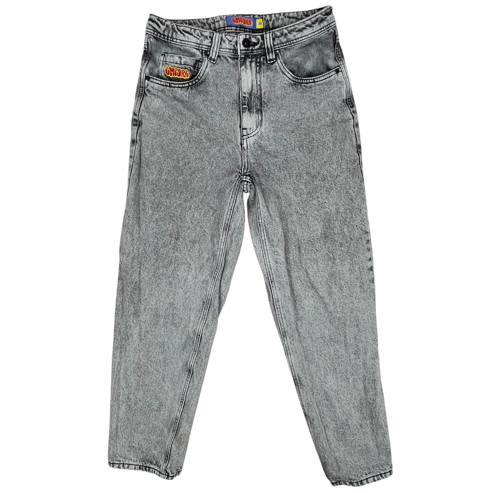 Empyre Women's 28‎ Gray Relaxed Fit Tapered Leg Acid Wash High Waist Jeans